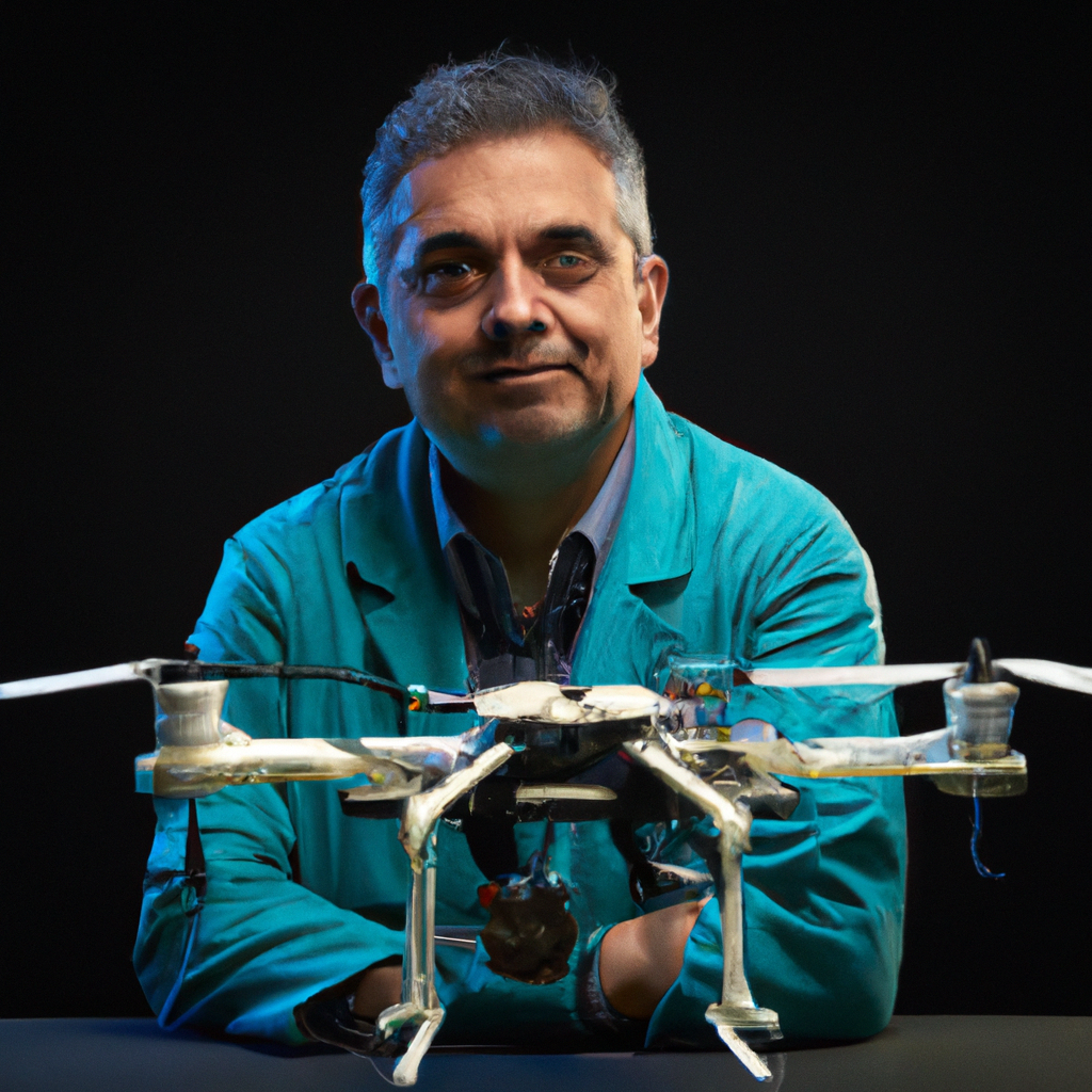 Mentor chercheur IA avec drone et cartes électroniques