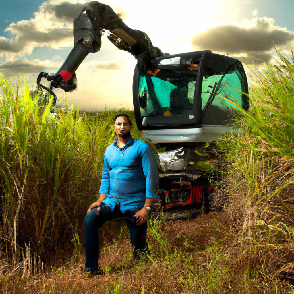 Mentor en robotique de terrain dans un champ de canne à sucre